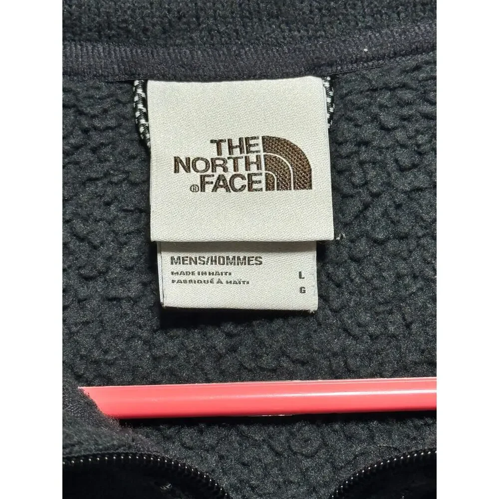 The North Face Mens Hommes Dark Gray fleece Zip up Vest Size Large.